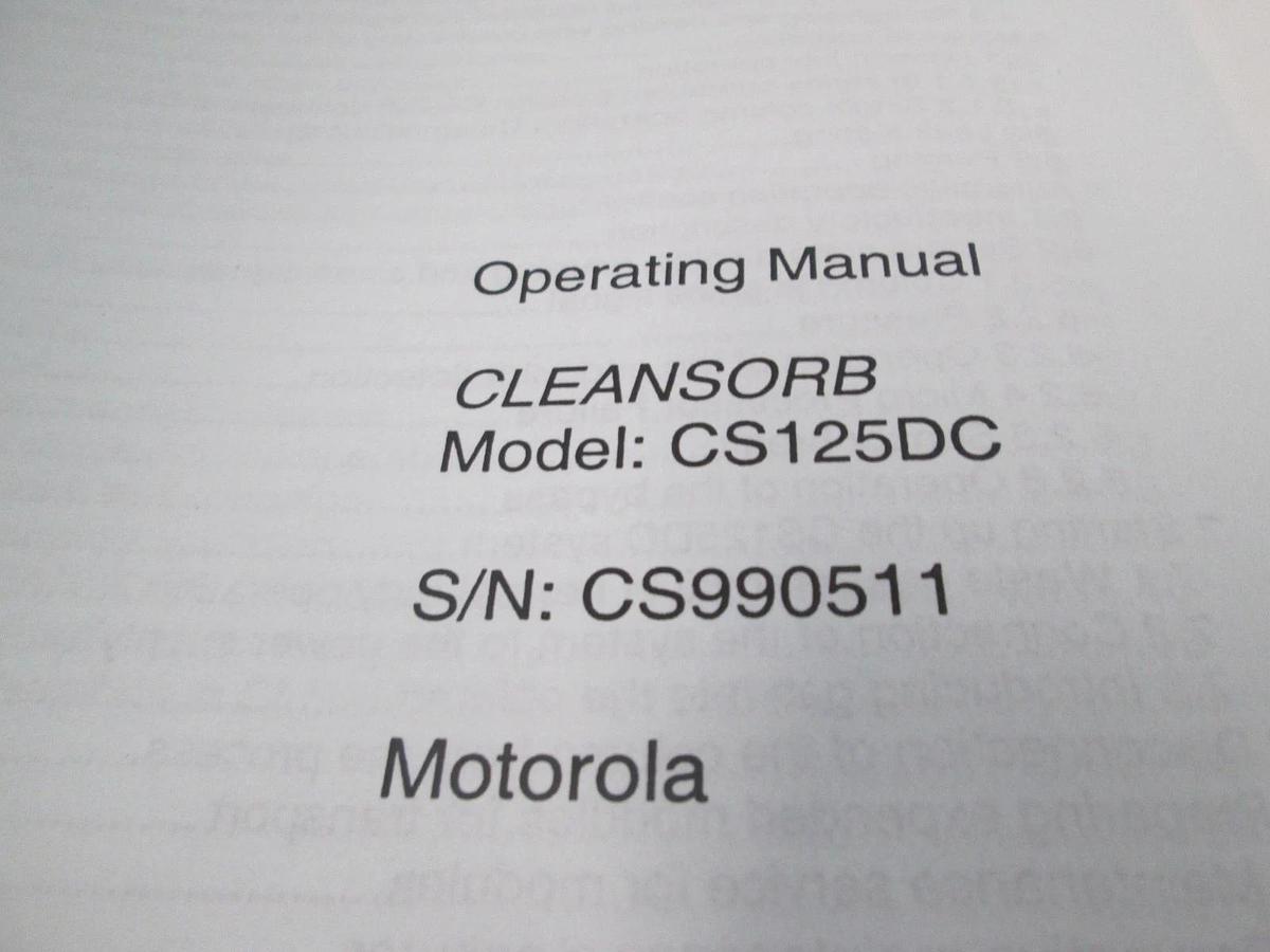 Used Cleansorb, CS125DC Motorola Operating Manual/On Semi, Used