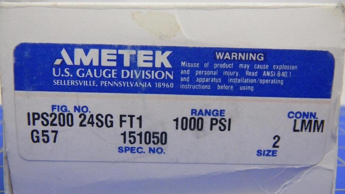 AMETEK IPS-200-24SG FT1 Gauge 0-1000PSI, 1/4" VCR, .5A, 28V, Size-2'', NIB