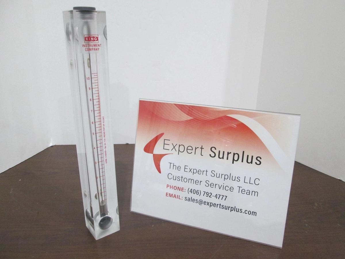 Used King Instrument, Sp. Gr. 1.0, 0.5-10.5 GPM, Flowmeter, Used