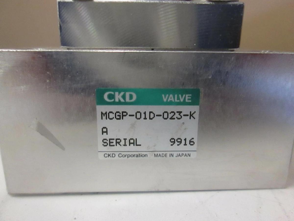 Used CKD Valve MCGP-01D-023-KA, MCGP-01C-023-KA w/ 1/4" Tube, 2.3kPa, Used