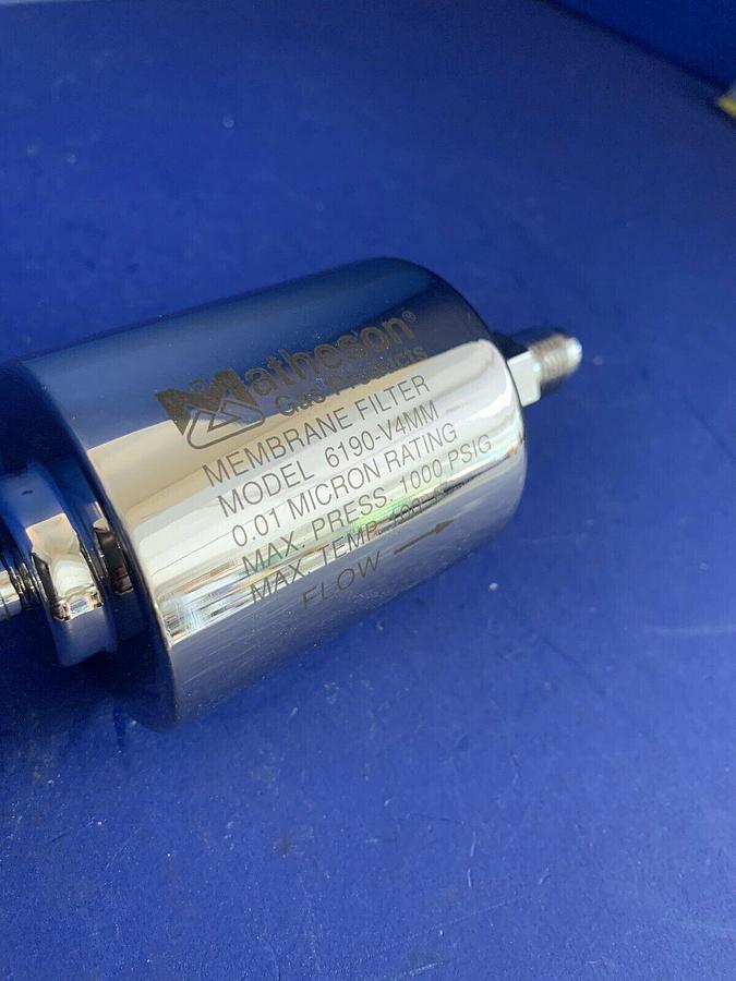 Used Matheson Inline Gas Filter 6190-V4MM, 1/4" Male VCR, 1000 psig, Used