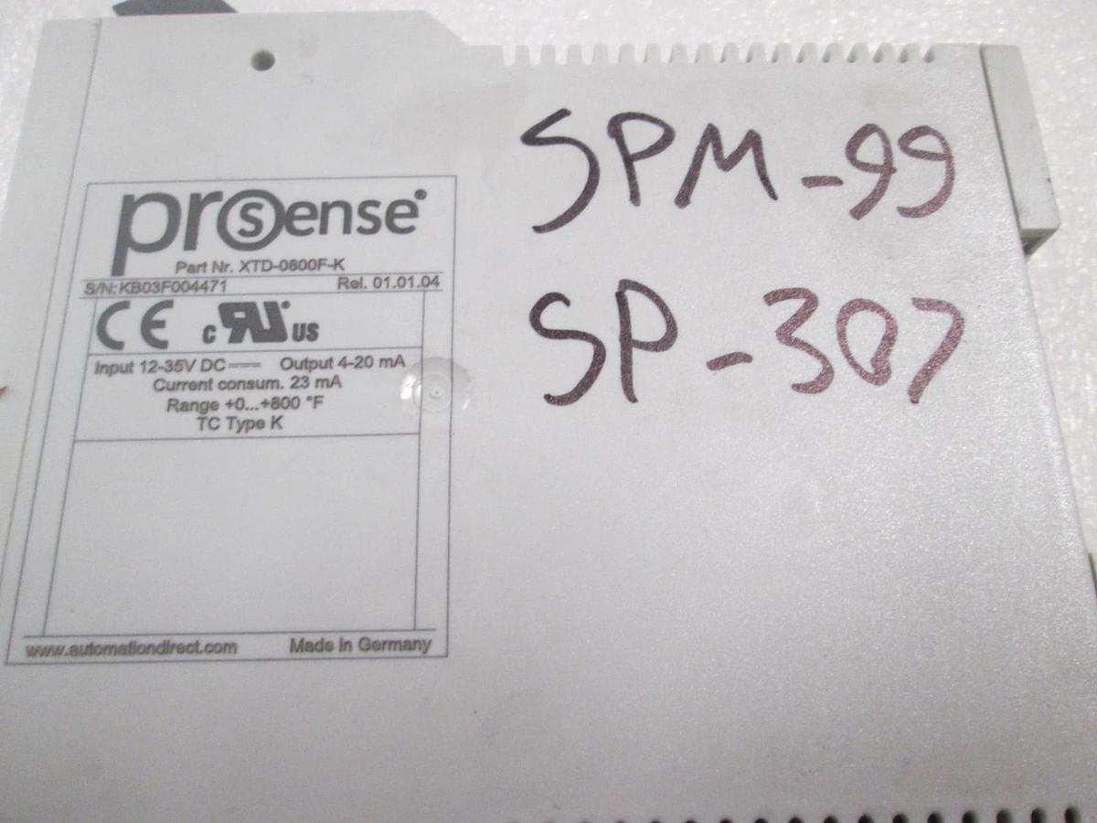 Used Prosense, XTD-0800F-K, Temperature Transmitter, 12-35VDC, Used