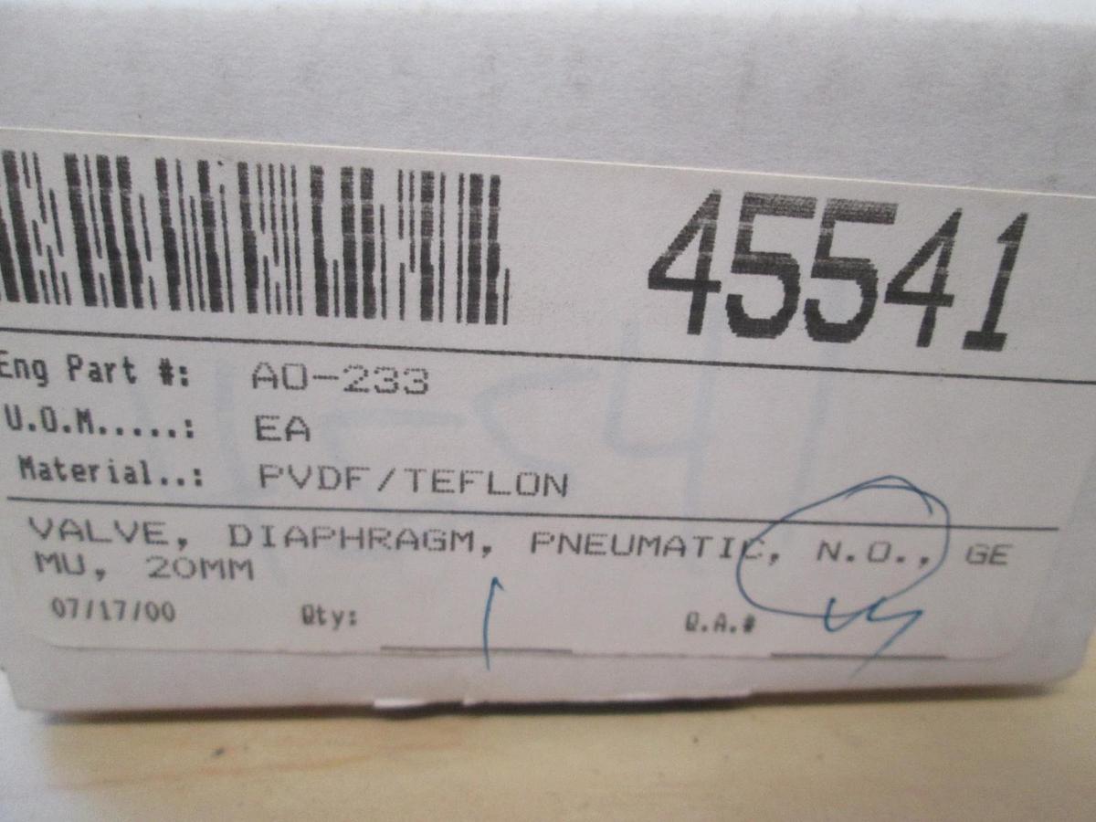 GEMU, ID-CH-88086060, Pneumatic N.O Diaphragm Valve, PST 4-6 Bar, New