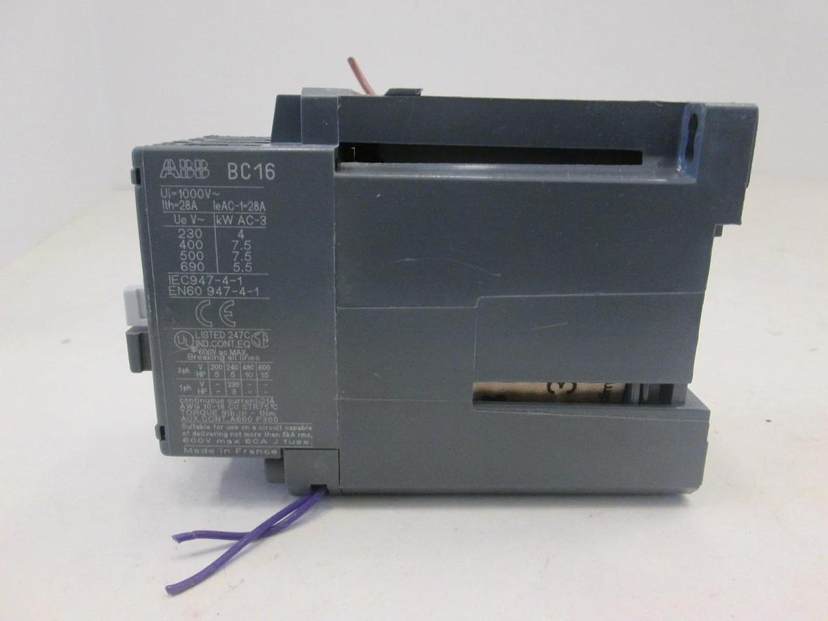 Used ABB, BC16-30-10 Contactor, 28A, 24VDC, Used