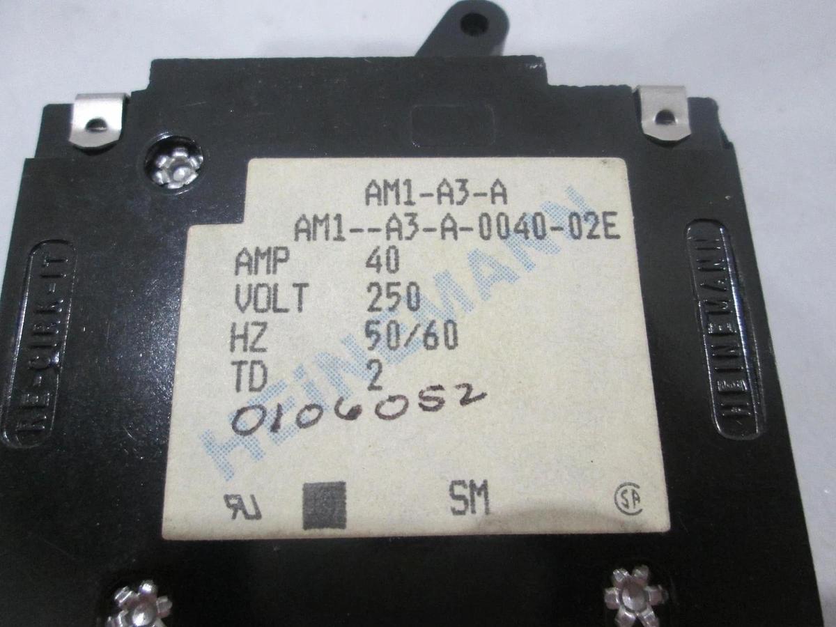 Used Heinemann, AM1-A3-A, AM1--A3-A-0040-02E, 40A, Circuit Breaker, Used