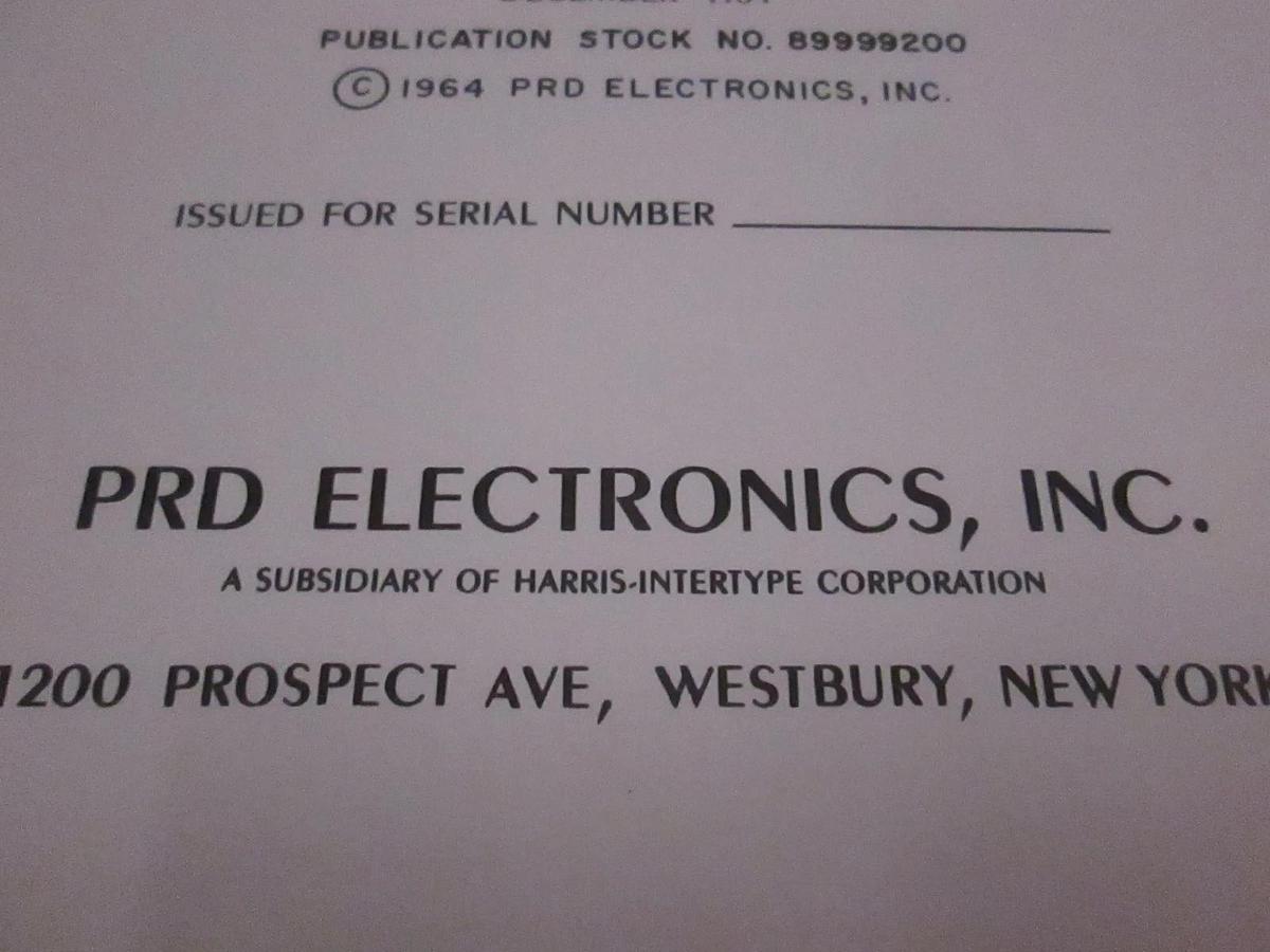 Used PRD Electronics Standing Wave Detectors Operating and Maintenance Instructions