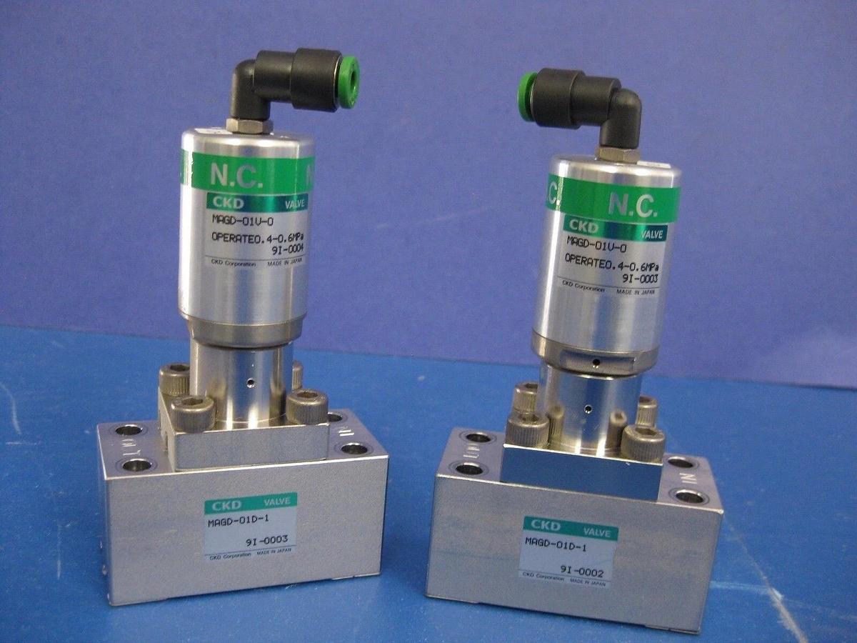 Used CKD MAGD-O1D-1 Air Operated Block Valve, N.C., Lot of 2 Used