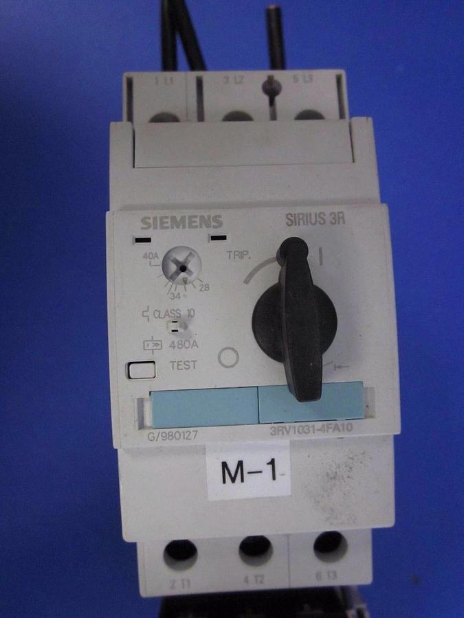 Used SIEMENS 3RV1031-4FA10 Circuit Breaker for Motor Protection w/ Contactor