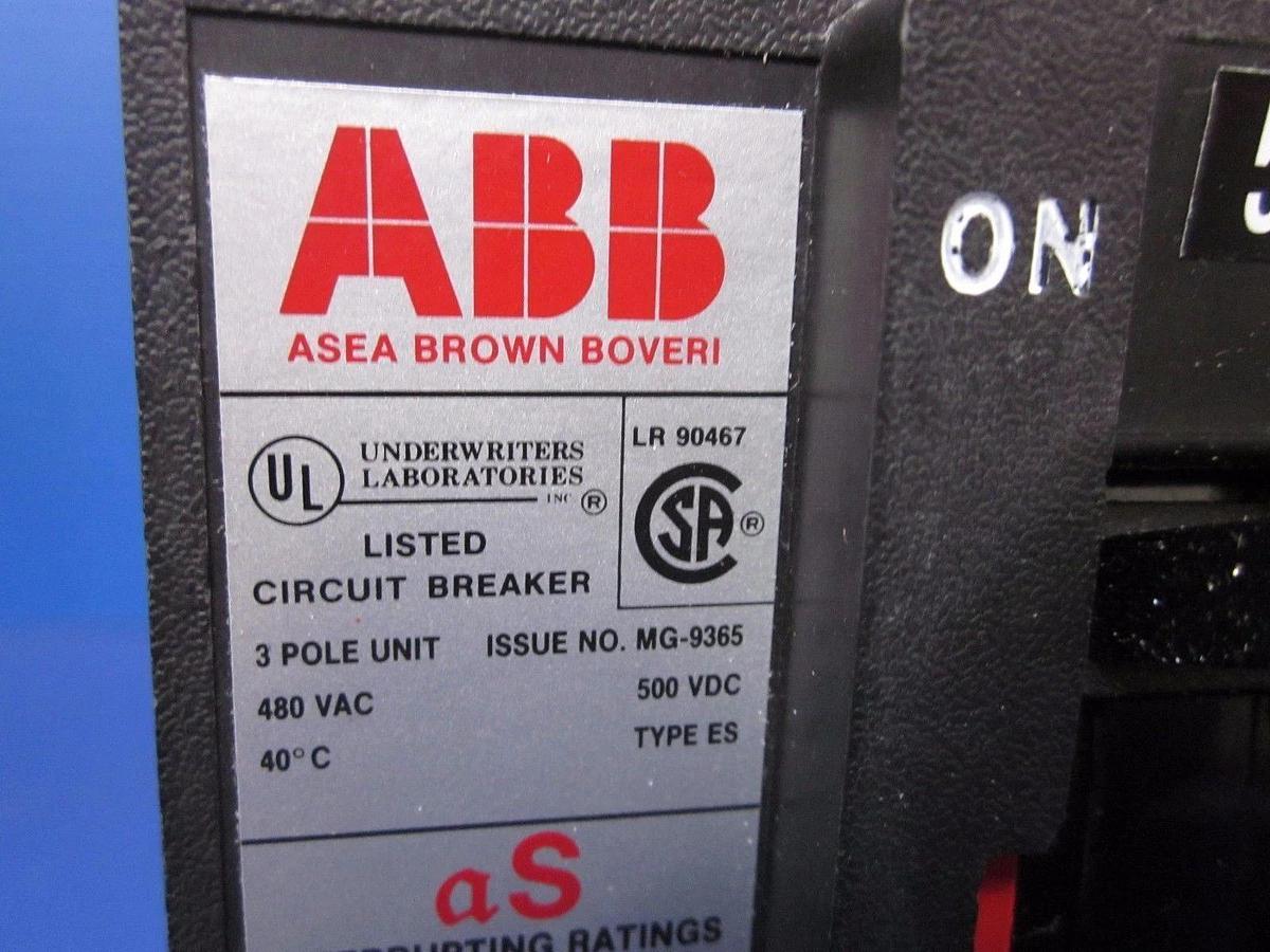 Used ABB UXAB 727131 R 113 Circuit Breaker, 50 AMP, 3 Pole, Type ES, Used