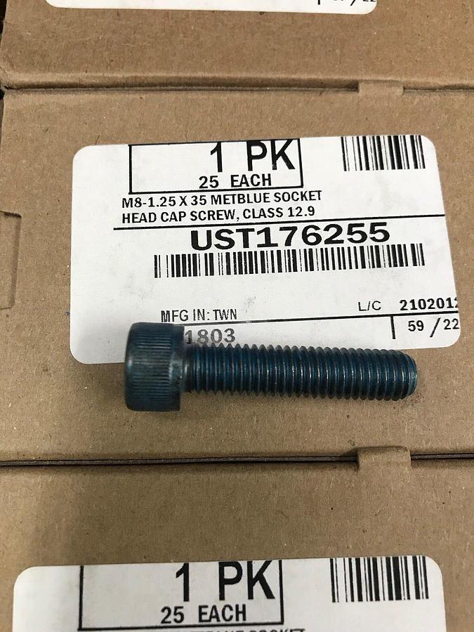 M8-1.25 x 35 Metric Blue Socket Head Cap Screw, UST176255, Lot of 75, New