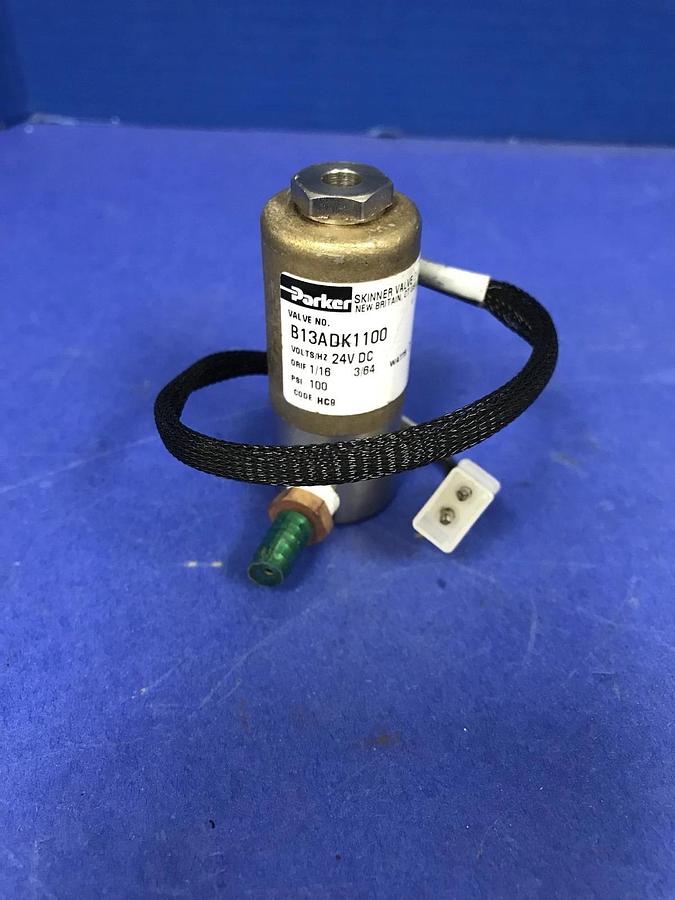 Used Parker B13ADK1100 Solenoid Valve, 24 VDC, 100 psi, Used