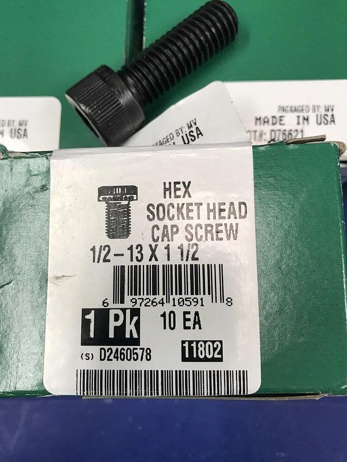 Used Camcar 1/2-13 x 1 1/2 Hex Socket Head Cap Screw, Lot of 30 Pieces
