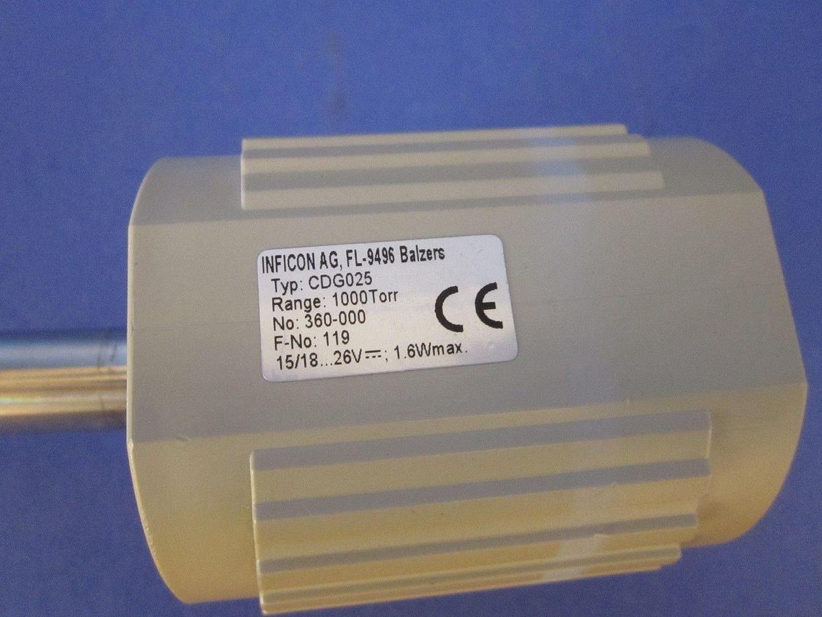 Used Inficon CDG025 Capacitance Diaphragm Gauge 360-000, 1000 Torr, 1/2" Tube, Used