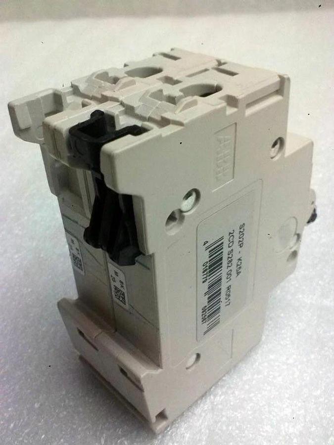Used ABB S202 P K25A Circuit Breaker, 2Pole, Used