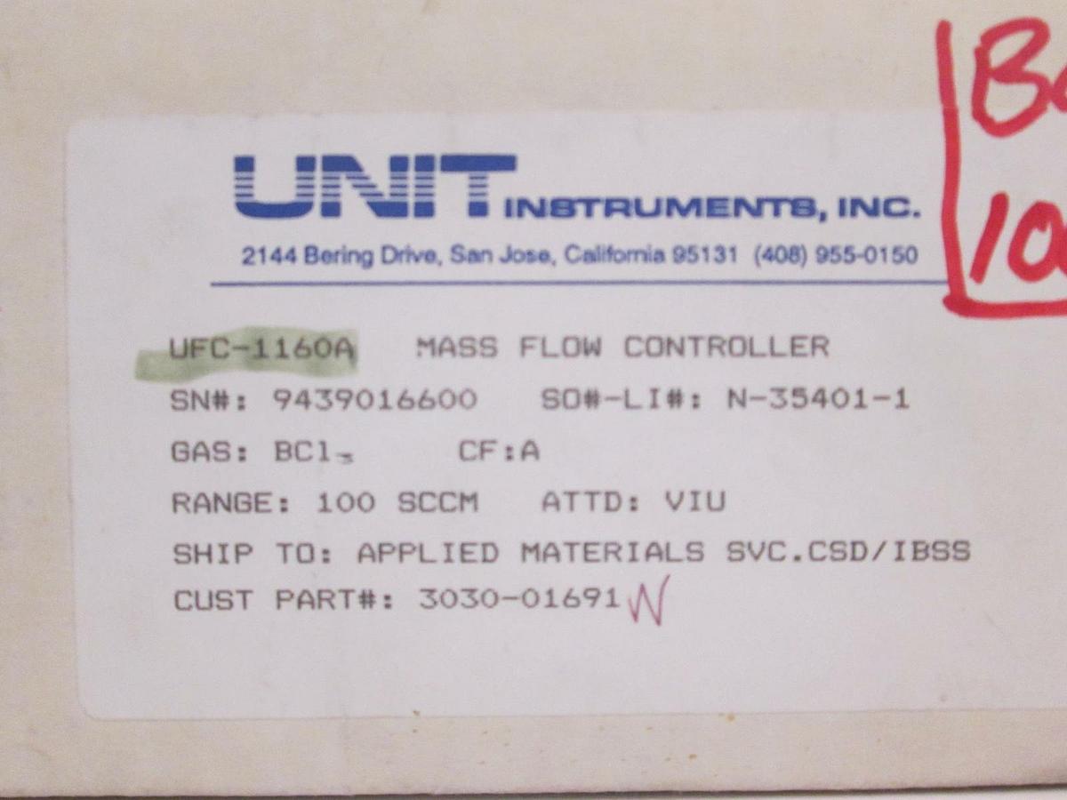Used Unit UFC-1160A Mass Flow Controller, BCL3, 100 SCCM, Refurbished