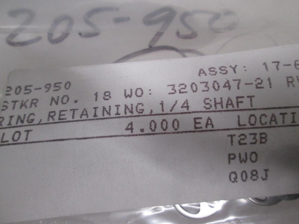 Used Retaining, Ring, 205-950, 1/4" Shaft, New, Lot of 83