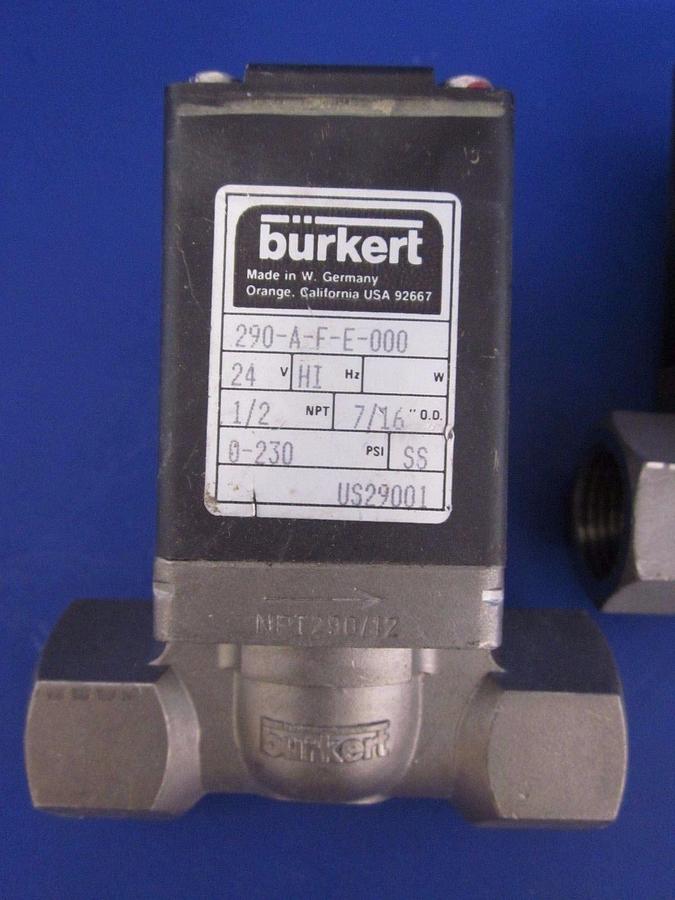 Burkert 452 241 G General Purpose Valve 2/2 Way, 290-A-F-E-000, Used, Lot of 2