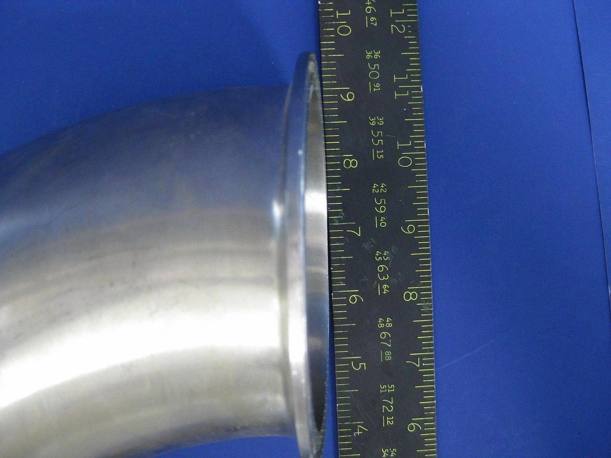 Used Stainless Steel 90° Elbow Vacuum Fitting with 4" Sanitary Flange, Used