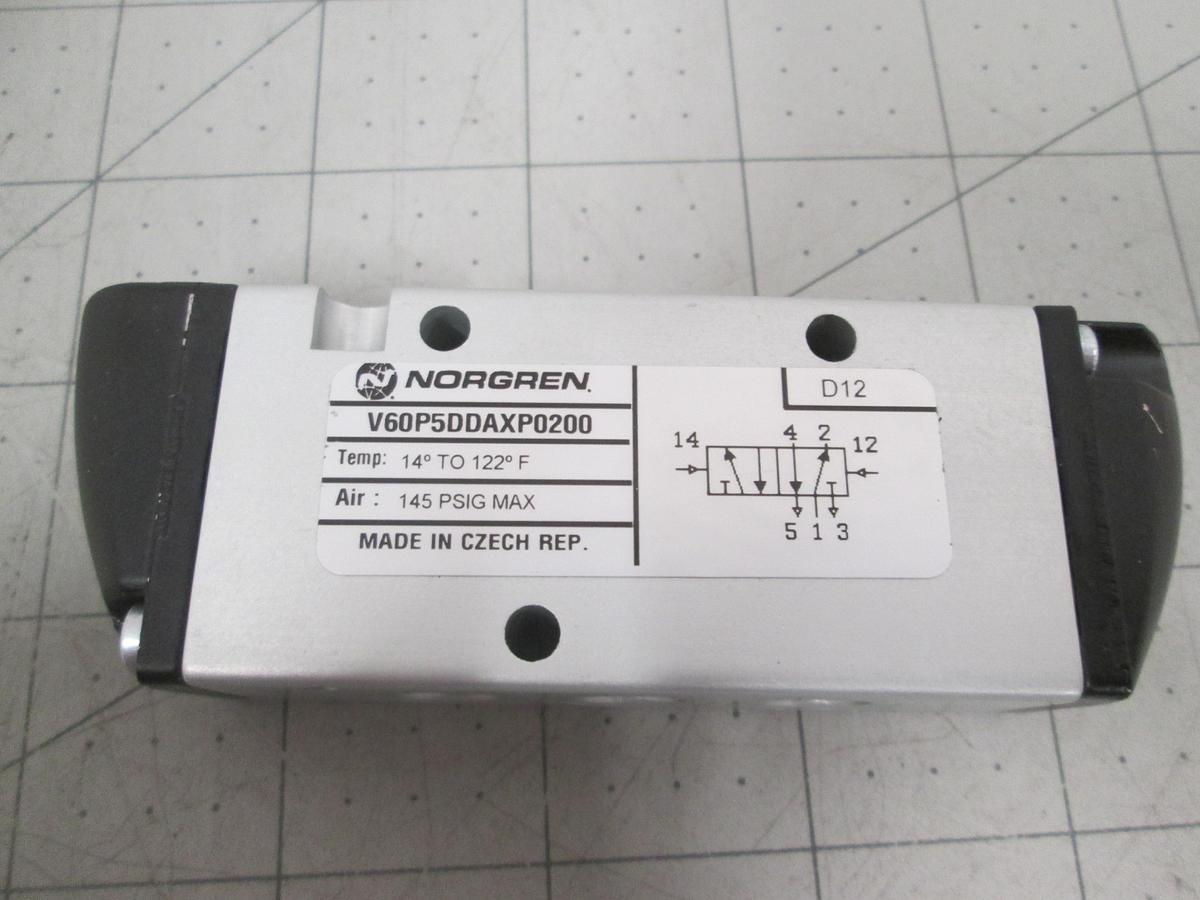 Used Norgren, V60P5DDAXP0200, 5/2 Pneumatic Directional Control Valve 145 PSI