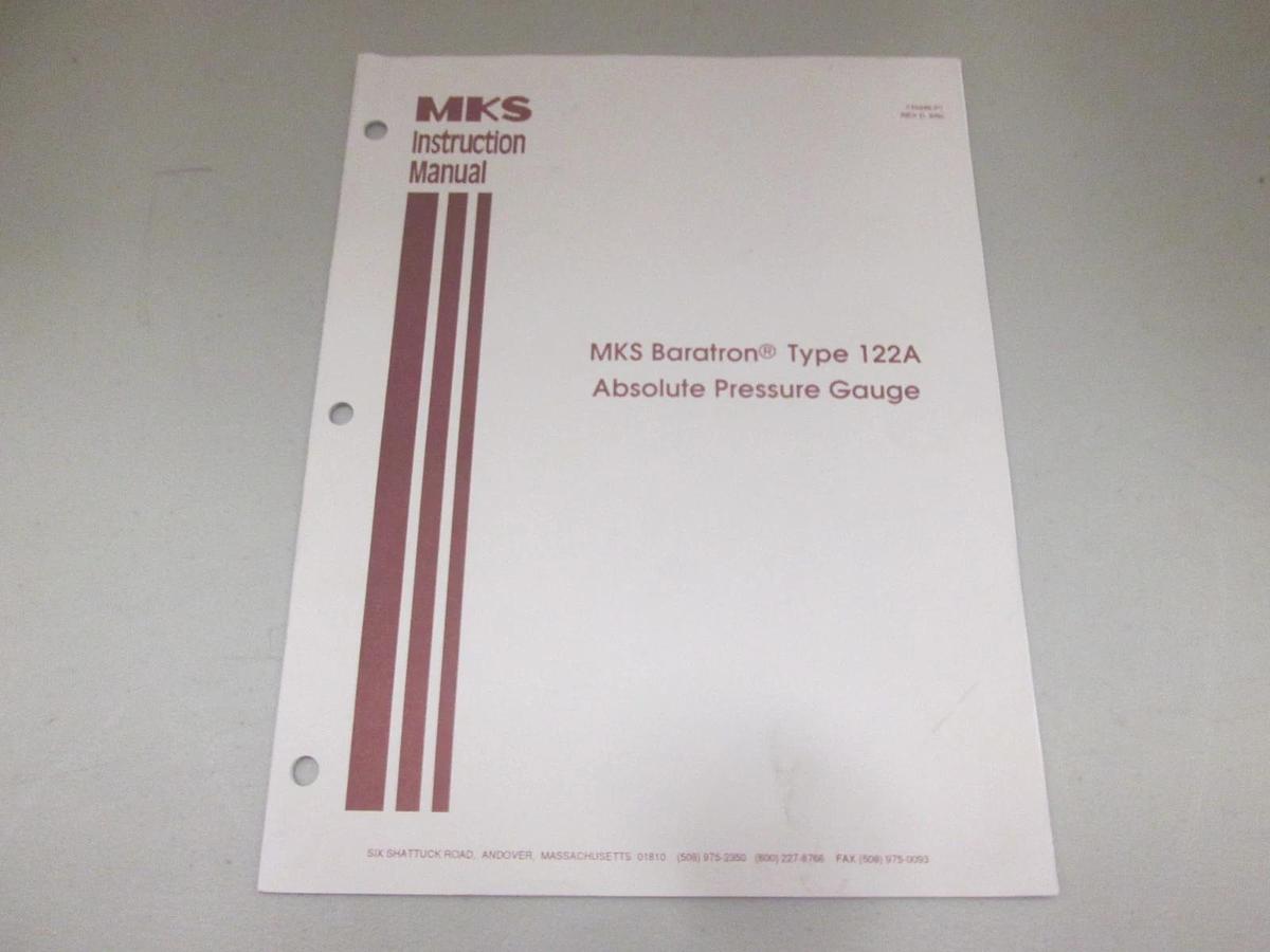 Used MKS, Type 122A Absolute Pressure Gauge Instruction Manual, 110448-P1, Used