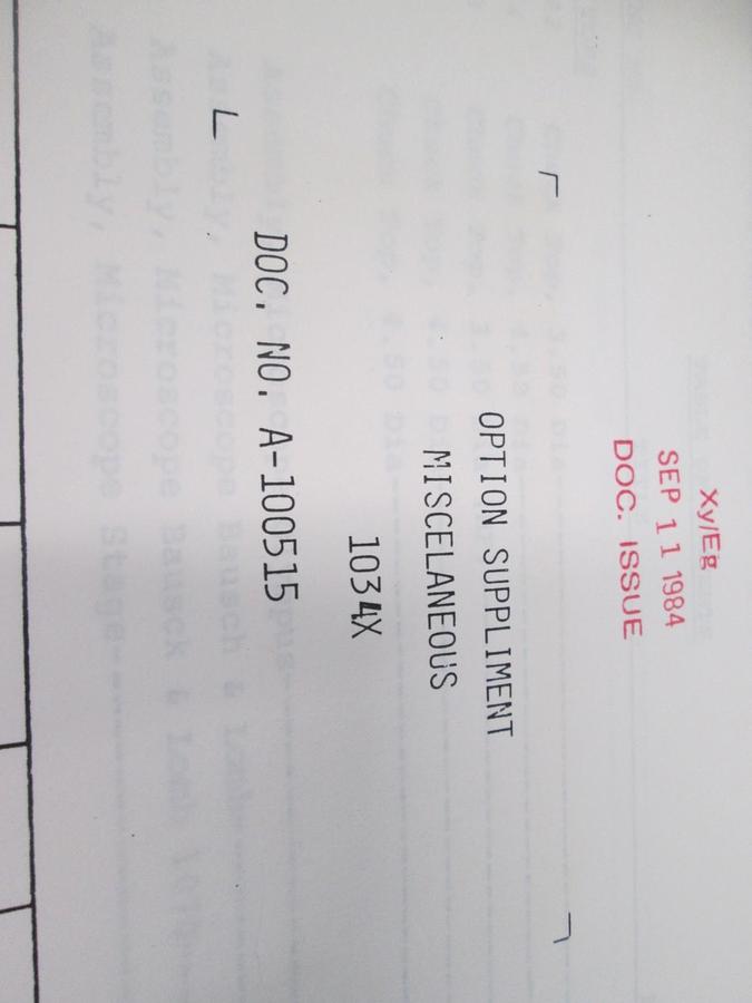 Used Electroglas, Model 1034x, Option Suppliment Miscellaneous, A-100515, Used