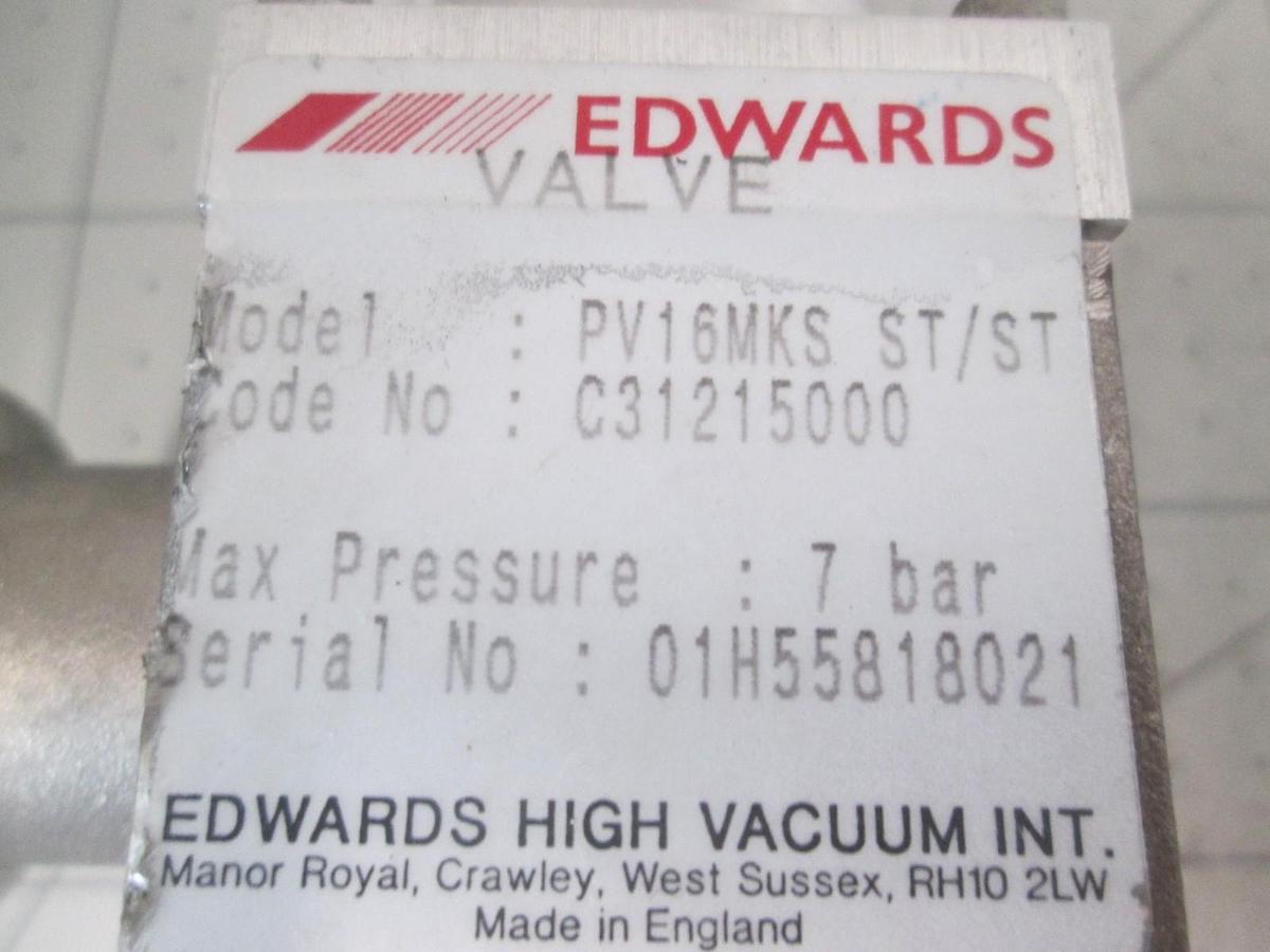 Used Edwards PV16MKS ST/ST Manual Isolation Vacuum Valve, Used