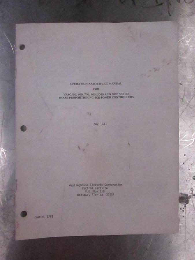 Used Operation and Service Manual for VPAC500,600,700,900,3000 And 5000Serires, Used