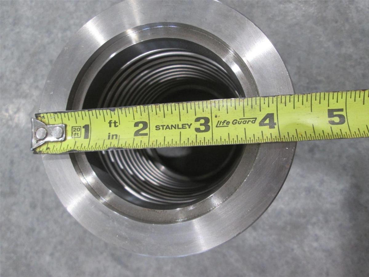 Used Stainless Steel Formed Bellows Vacuum Pipe / Hose, 6"L, 107MM Flange, Used