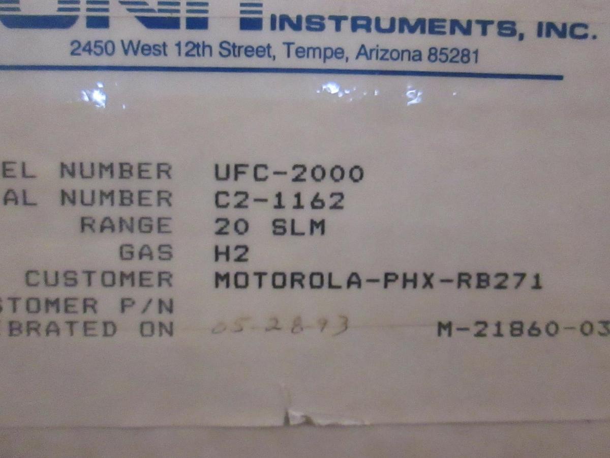 Used Unit UFC-2000 Mass Flow Controller MFC, H2, 20 SLM, Refurb