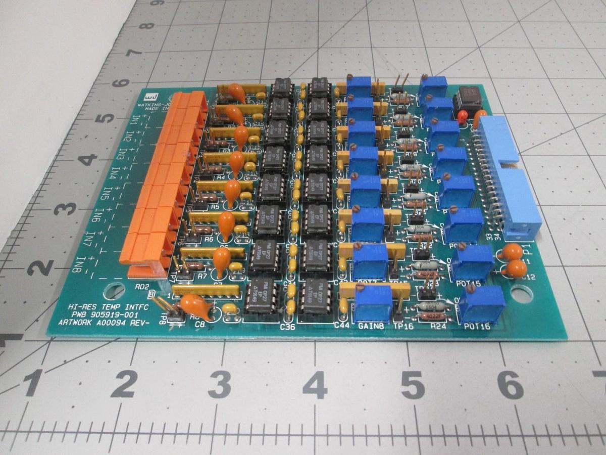Used Watkins Johnson, 905919-001, Hi-Res Temp Interface PCB Assy, Used