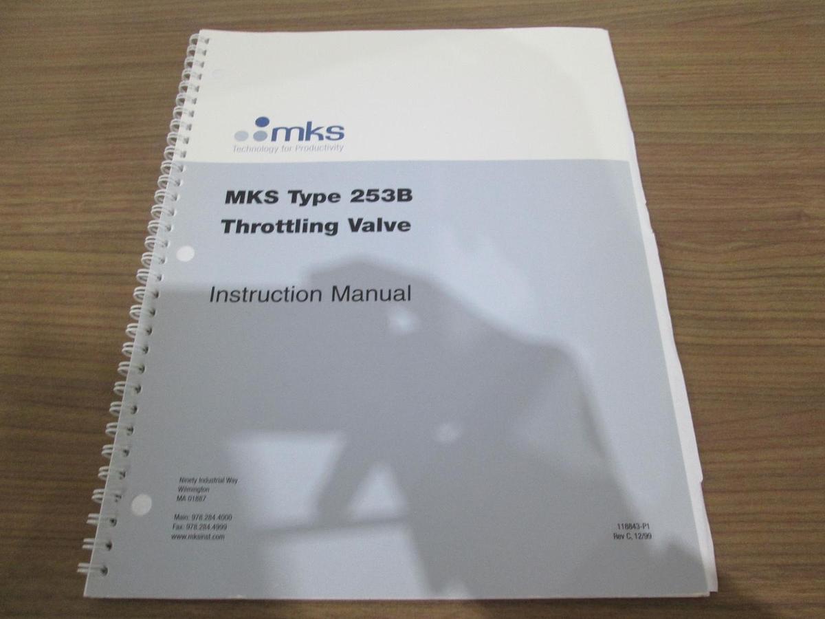 Used MKS, Type 253B, Throttle Valve Instruction Manual, Used