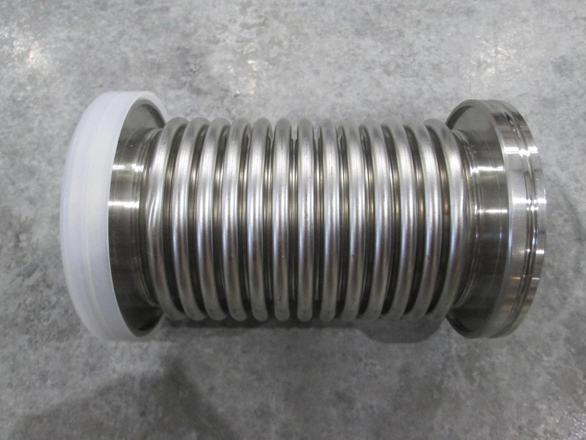 Used Stainless Steel Formed Bellows Vacuum Pipe/Hose, 6"L, 101MM Flange, Used