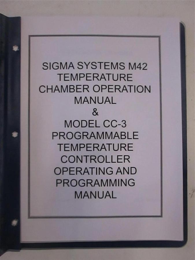 Used Sigma Systems M42 Manual and Model CC-3 Operating and Programming Manual, Used