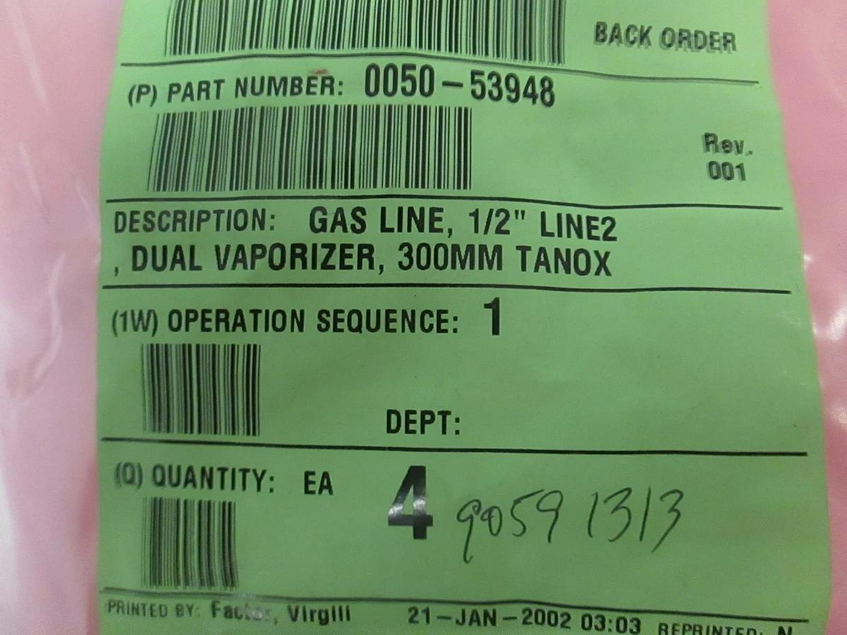 Used AMAT, Gas Line, 1/2" Line 2, Dual Vaporizer, 300MM Tanox, 0050-53948, Used