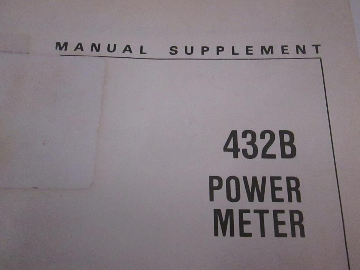 Used HP Manual Supplement for 432B Power Meter, Used