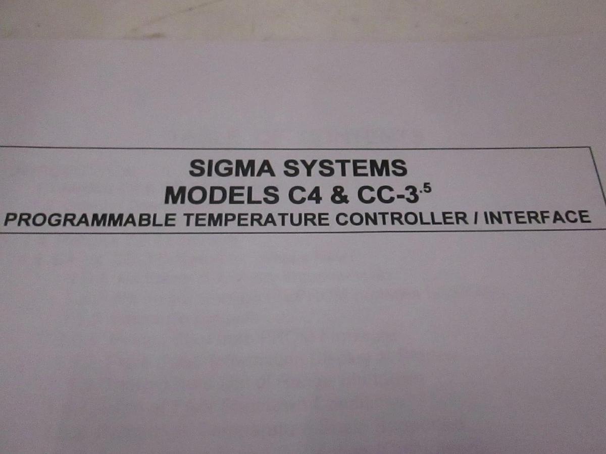Used Sigma Systems C4 and CC-3.5 Operating and Instruction Manual, Used