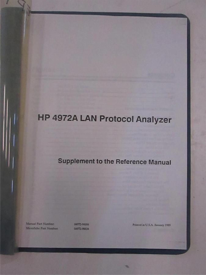 Used HP 4972A LAN Protocol Analyzer Supplement to Reference Manual, Used