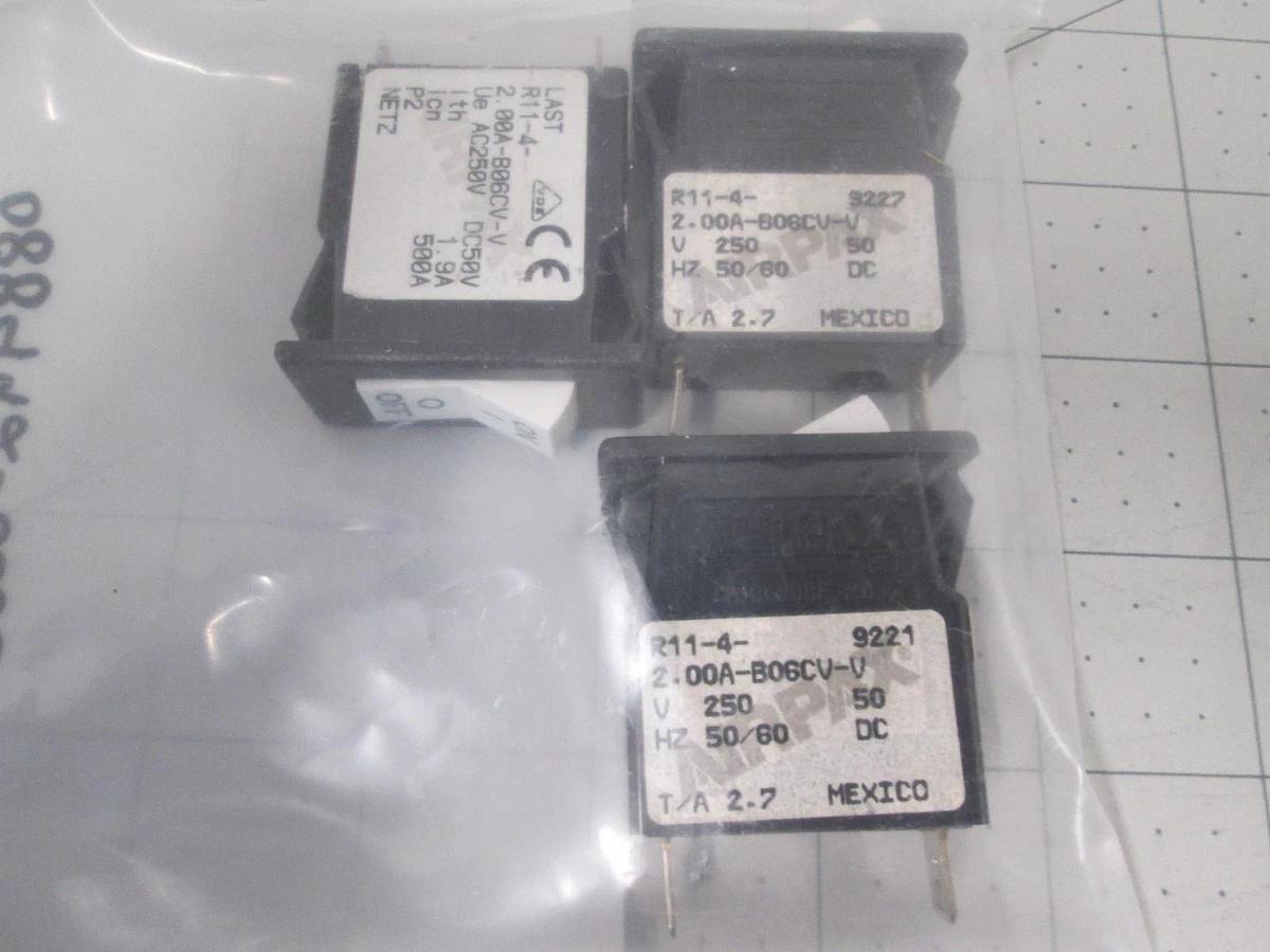 Airpax, 2.00A-B06CV-V, Circuit Breaker, Single Pole, New, Lot of 3