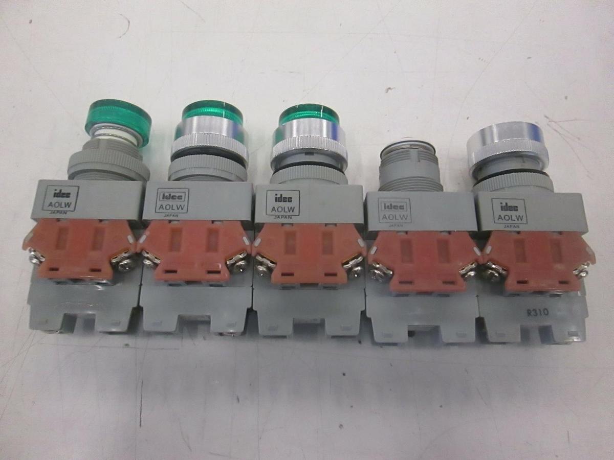 Used Idec, Green Pushbutton Switch, AOLW, Used, Lot of 5