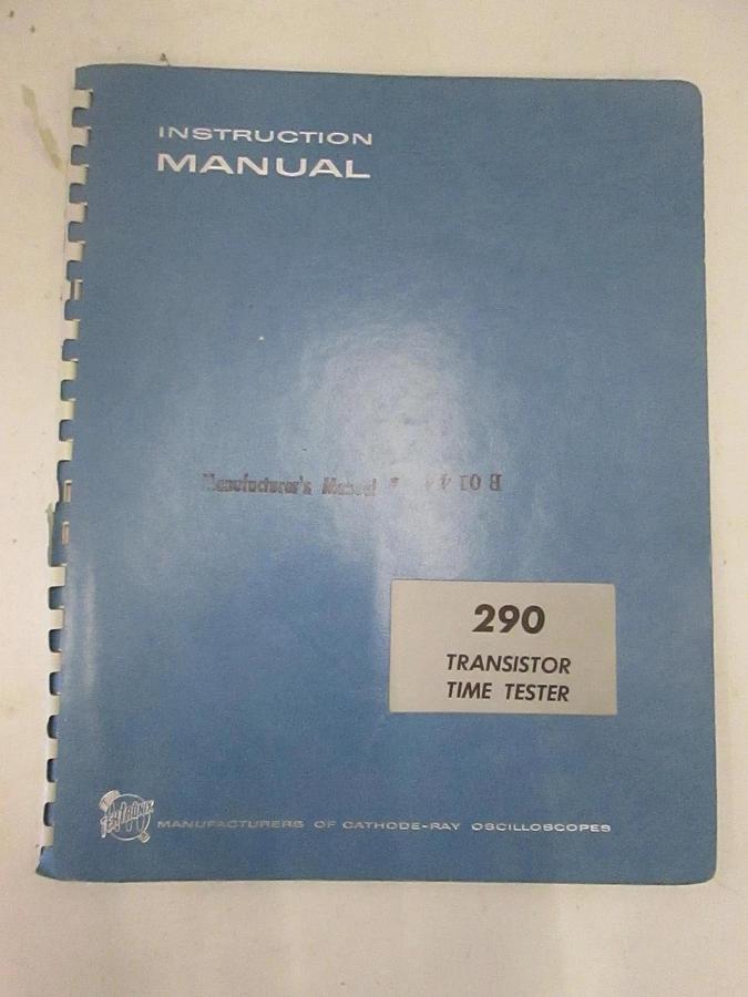 Used Tektronix Type 290 Transistor Time Tester Instruction Manual, Used
