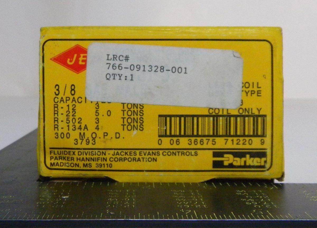 Used Jack- Evans/ Parker RB3F3 Normally Closed Solenoid Valve, 3/8" SAE Male, NIB
