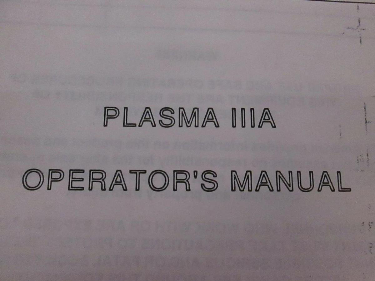 Used ASM Plasma 111A/ SATC 1D Operator Manual, Used
