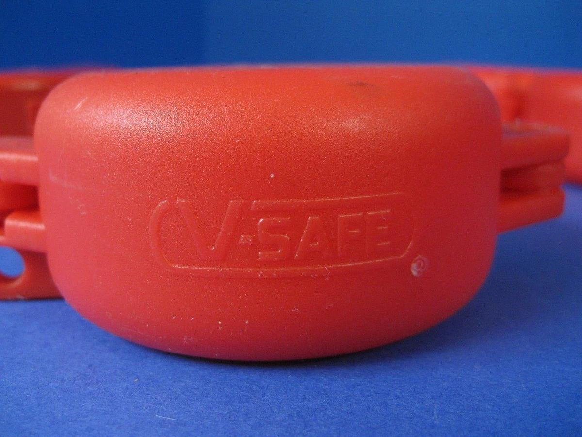 Used North V-Safe Red Wheel Valve Lockout, 1/2", 1" and 1-1/2" Bore, Lot of 8 Used