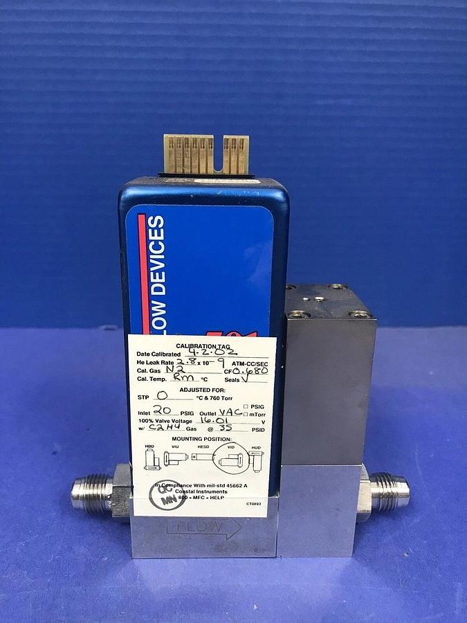 Used Precision Flow Devices 501 Mass Flow Controller MFC, 1%B/SiH4, 500 SCCM, Used