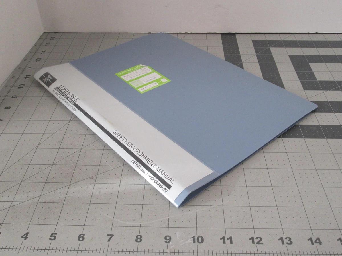 Used TEL Tokyo, ALPHA-8S, Safety/ Environment Manual, REV 2.0, Used