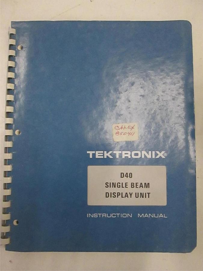 Used Tektronix D40 Single Beam Display Unit Instruction Manual, Used