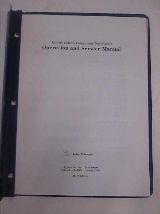 Used Agilent 16339A Component Test Fixture Operation and Service Manual, Used
