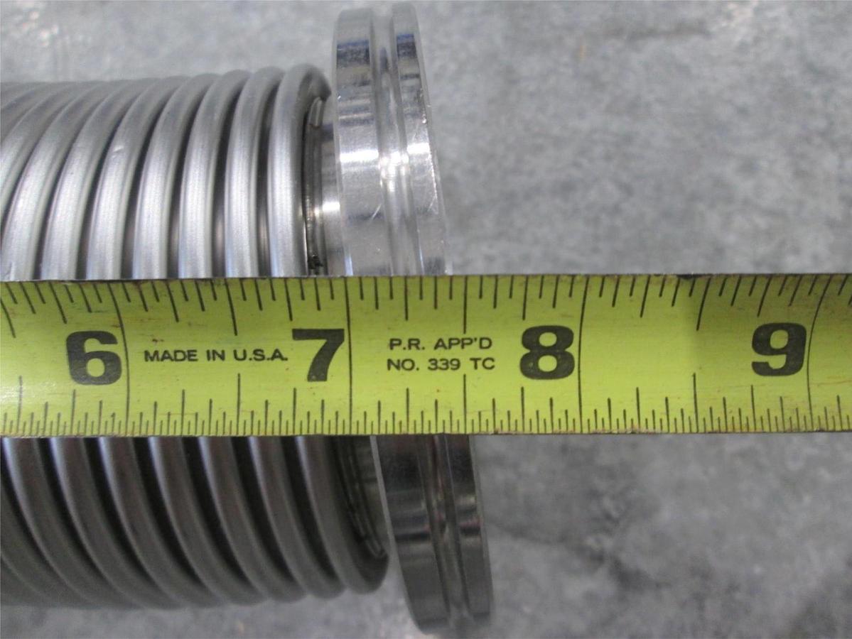 Used Stainless Steel Formed Bellows Vacuum Pipe / Hose, 7 1/2"L, 107MM Flange, Used