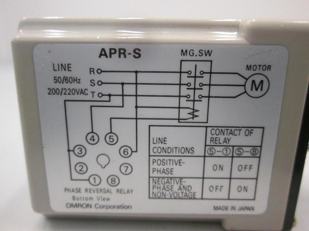 Used Omron, APR-S, Phase Reversal Relay, 200/220 VAC, Used