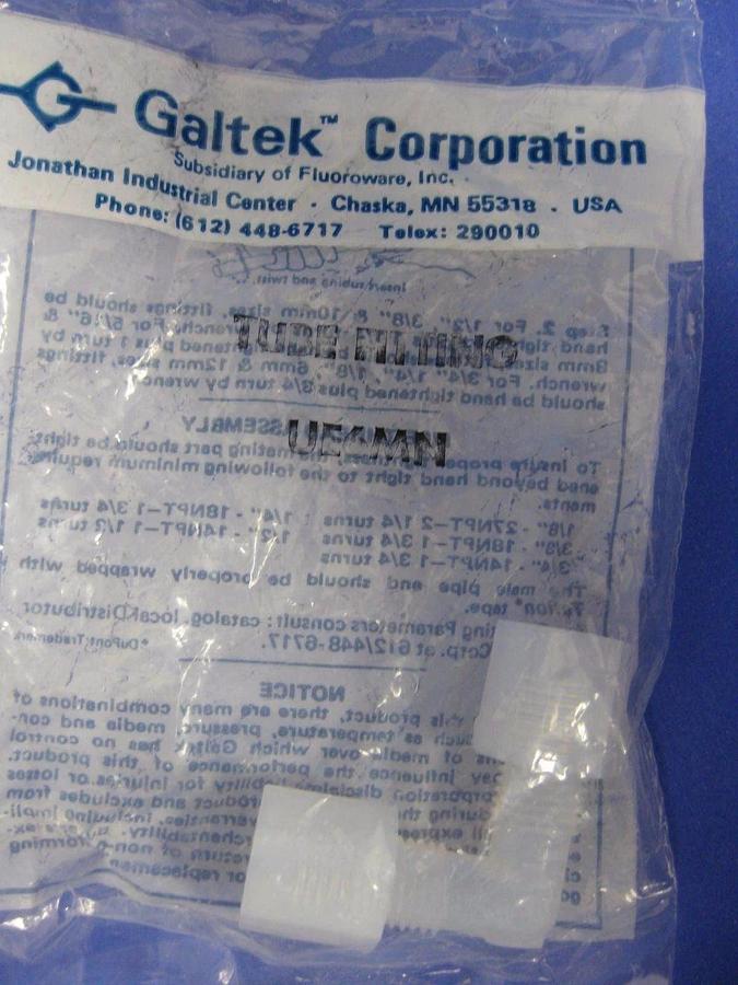 Galtek Entegris UE6MN Integral Ferrule PFA Elbow Union, 6mm Tube, Lot of 5 NEW
